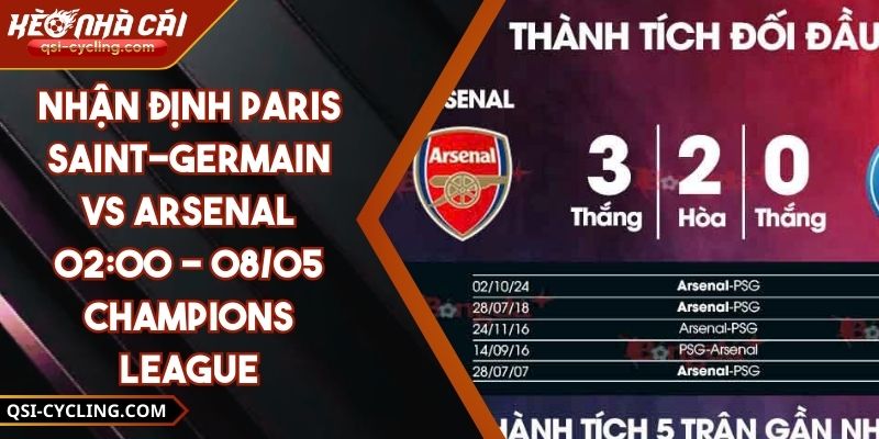 Nhận Định Paris Saint-Germain VS Arsenal 02:00 - 08/05 Champions League 9 Nhận Định Paris Saint-Germain VS Arsenal 02:00 - 08/05 Champions League